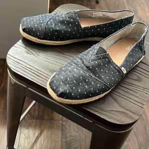 TOMS dark denim polka dot flats